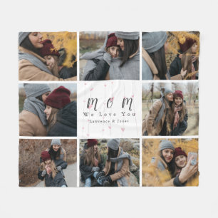 Cobertor De Velo Presente da Família Mãe de Colagem de Fotografia