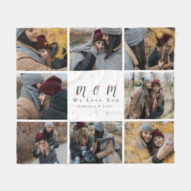Cobertor De Velo Presente da Família Mãe de Colagem de Fotografias  (Frente (Horizontal))
