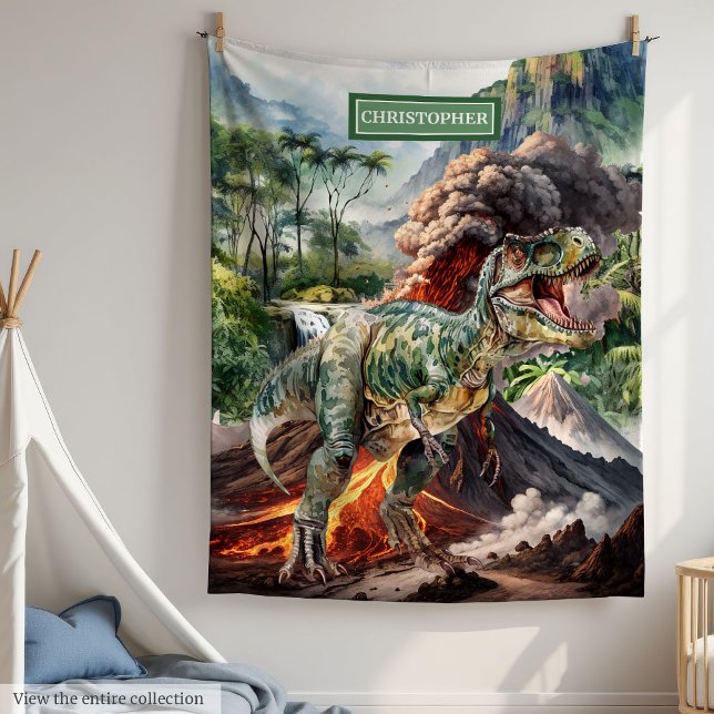 Cobertor De Velo Presente de aniversário do dinossauro antigo perso (Antique Dinosaur Birthday Gift Personalized Fleece Blanket)