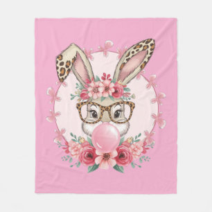 Cobertor De Velo Presente de Coelho Floral Fofo de Páscoa Leopardo