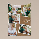 Cobertor De Velo Presente de decoração da família multi-fotográfica<br><div class="desc">Presente moderno de decoração da família multifoto,  aniversário ideal,  aniversário,  dia de as mães,  dia de os pais,  nova casa ou presente de Natal. Cor de terracota castanha pode ser alterada.</div>