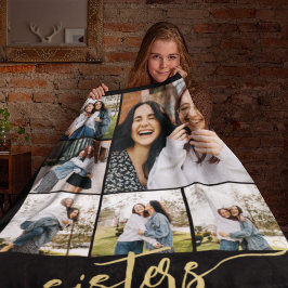 Cobertor De Velo Presente de irmãs com várias fotos e texto persona