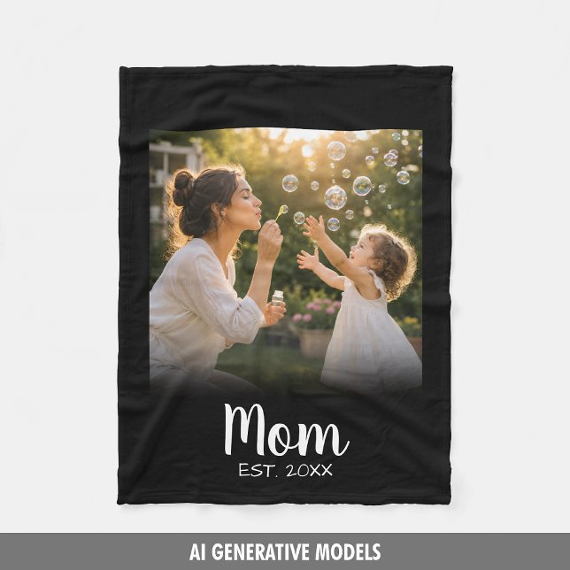 Cobertor De Velo Presente de Memória Fotográfica da Mamãe Estabelec (Mom Established Photo Memory Gift Fleece Blanket)