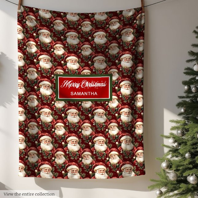 Cobertor De Velo Presente de Natal do Papai Noel Clássico de Aquare (Watercolor Classic Santa Claus Christmas Gift Fleece Blanket )