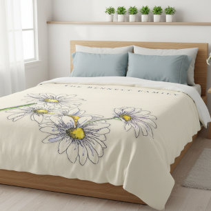 Cobertor De Velo Presente de Natal Família Boho Margarida Aquarela