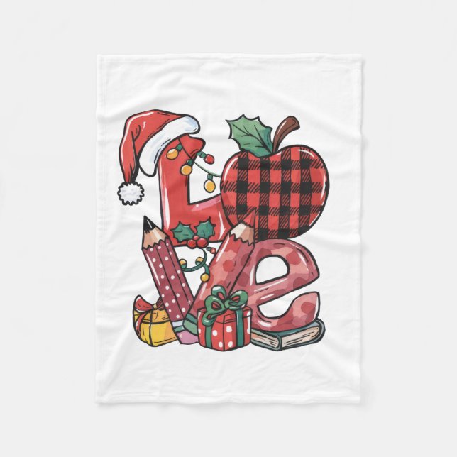 Cobertor De Velo Presente de Professor | Feliz Natal Amor (Frente)
