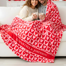 Cobertor De Velo Presente de São Valentim Corações Vermelhos Clássi
