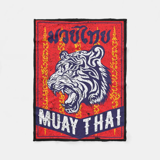 Cobertor De Velo Presente de Treinamento Retro de Muay Thai Kickbox (Frente)