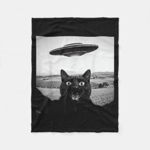 Cobertor De Velo Presente Divertido de Gato Preto Selfie Ufo Alien