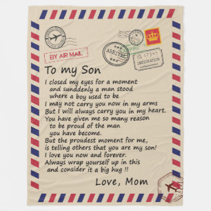 Cobertor De Velo Presente do Filho  Carta Ao Meu Amor Filho Da Mãe