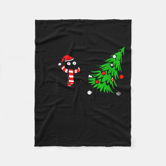 Cobertor De Velo Presente engraçado de Natal para mulheres Gato pre (Frente)