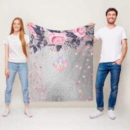 Cobertor De Velo Presente no Marinho de prata do Monograma Rosegold