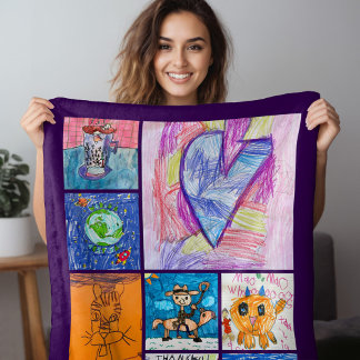 Cobertor De Velo Presente Personalizado de 8 Fotos de Arte Infantil