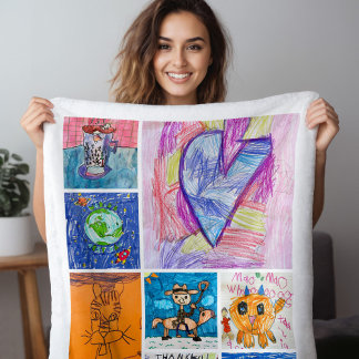 Cobertor De Velo Presente Personalizado de 8 Fotos de Arte Infantil