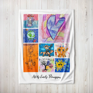Cobertor De Velo Presente Personalizado de 8 Fotos de Arte Infantil