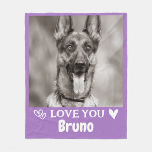Cobertor De Velo Presente Personalizado de Cachorro Gato Violeta Fo