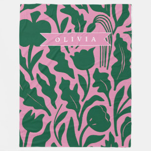 Cobertor De Velo Presente Personalizado Nome Floral Botânico Rosa O