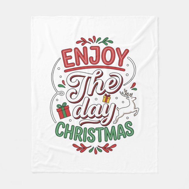 Cobertor De Velo Presente Rena de Natal Aproveite o Dia (Frente)