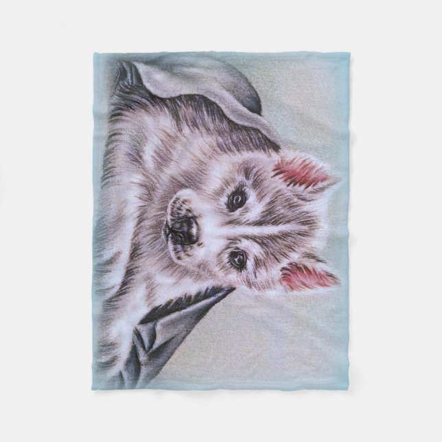 Cobertor De Velo presente ronco da arte do cão do desenho do (Frente)