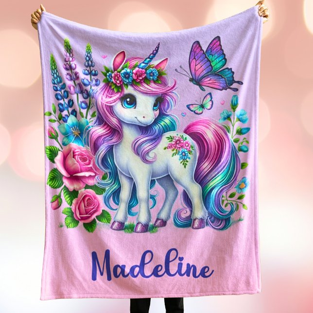 Cobertor De Velo Presente Unicórnio Personalizado Nome Personalizad (Personalized Unicorn Blanket Custom name)