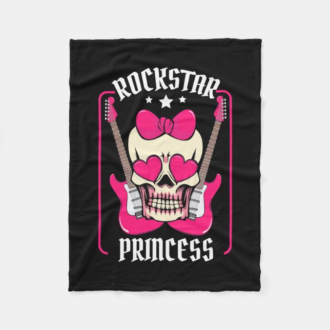 Cobertor De Velo Presente Xmas | Rockstar Princess Skull (Frente)