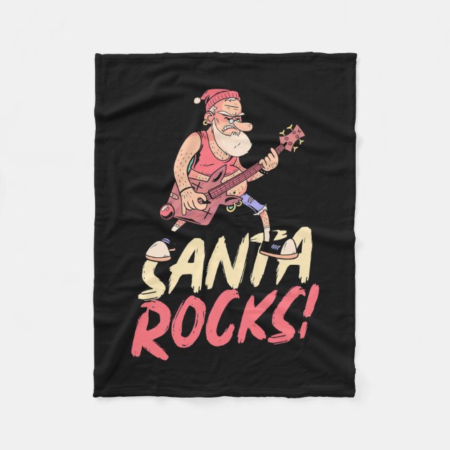 Cobertor De Velo Presente Xmas | Violão de Rochas Papais noeis (Frente)