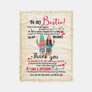 Cobertor De Velo Presentes de Bestie Carta À Minha Bestie Obrigad