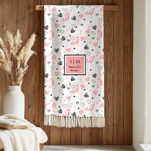 Cobertor De Velo Presentes de casamento Pink Black Hearts Sweet I L