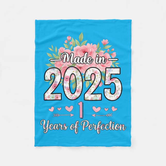 Cobertor De Velo Presentes Florais de 1º Aniversário Feitos em 2025 (Frente)