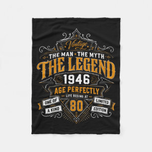 Cobertor De Velo Presentes para 80 Anos de Idade Vintage 1946 Homem