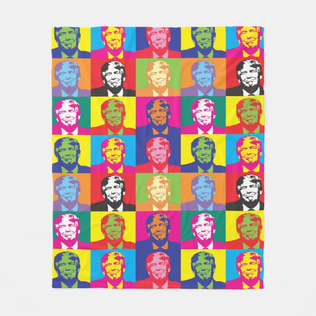 Cobertor De Velo Presidente Trump Pop Art (Frente)