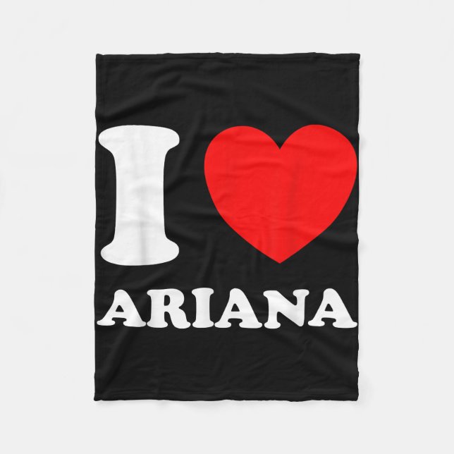 Cobertor De Velo Preto Branco Eu Amo Ariana  (Frente)