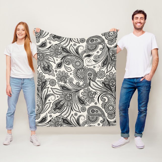 Cobertor De Velo Preto e branco paisley (In Situ)