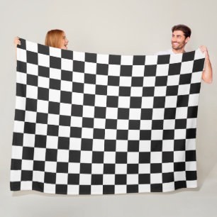 Cobertor De Velo Preto e Branco Xadrez Moderno Clássico Contemporân