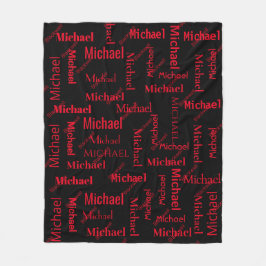 Cobertor De Velo Preto e Vermelho Repetindo Primeiro e Sobrenome
