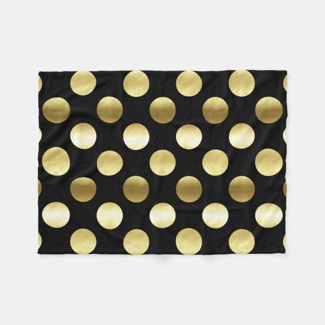 Cobertor De Velo Preto elegante das bolinhas da folha Dourado (Frente (Horizontal))