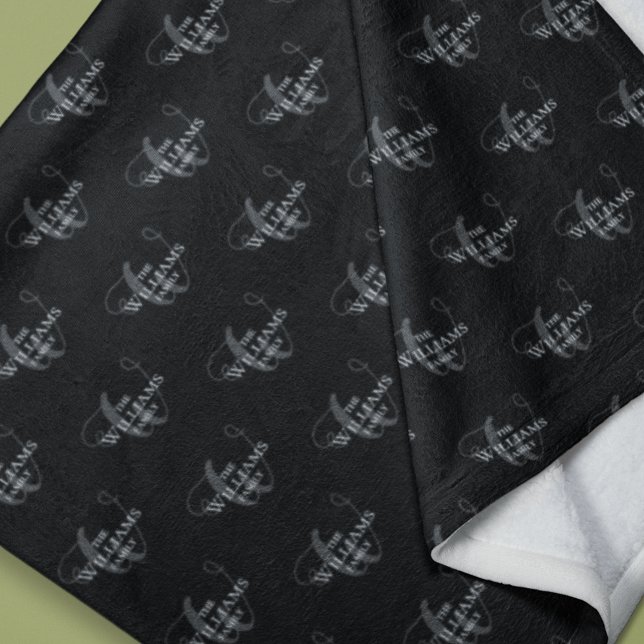 Cobertor De Velo Preto Monograma da Família (Criador carregado)