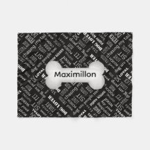 Preto Pequeno com Osso e Nome do Cão Branco