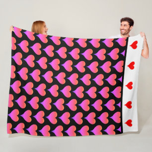 Cobertor De Velo Preto Rosa Roxo Corações Vermelhos