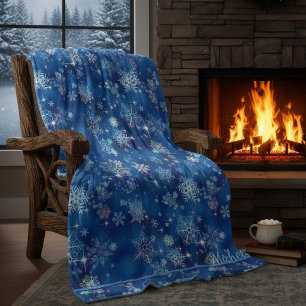 Cobertor De Velo Prettiest Snowflakes Standard Blue ID846