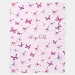 Cobertor De Velo Pretty Pink Butterflies Custom Name Girl