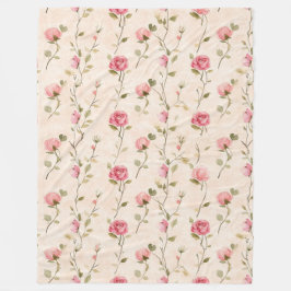 Cobertor De Velo Pretty Pink Cream Roses Floral