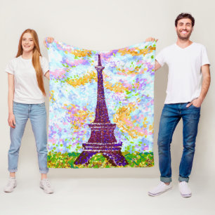 Cobertor De Velo Primavera de Pointilismo da Torre Eiffel