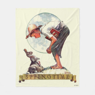 Cobertor De Velo Primavera, menino 1935 com coelho