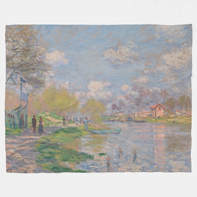 Cobertor De Velo Primavera pelo Seine Claude Monet (Frente (Horizontal))