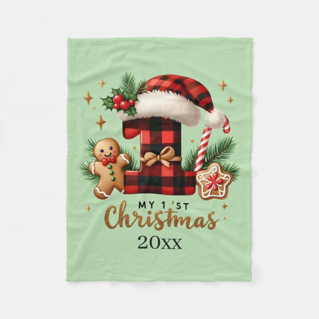 Cobertor De Velo Primeiro Natal adicione ano bebê (Frente)