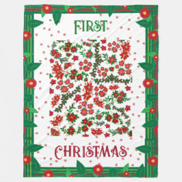 Cobertor De Velo Primeiro Natal Holly Poinsettia Floral Winter