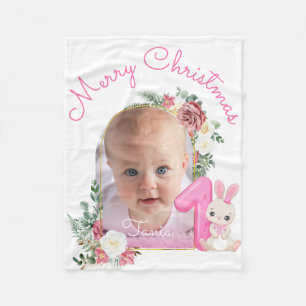 Cobertor De Velo Primeiro Natal Rosa Bebê Menina Foto floral