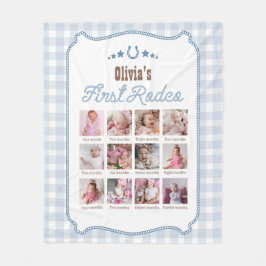 Cobertor De Velo Primeiro Rodeio Aniversário de 1 Ano Azul Placa de