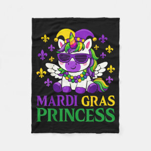 Cobertor De Velo Princesa do Mardi Gras Nova Orleans Garota Unicórn